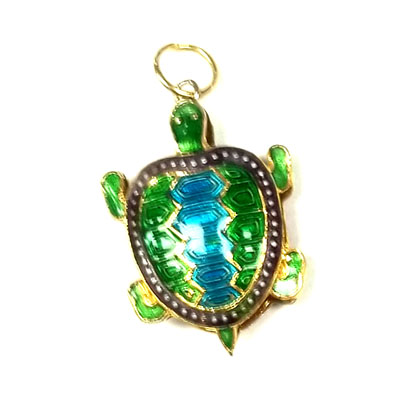 ENAMEL TURTLE 25X33MM GREEN